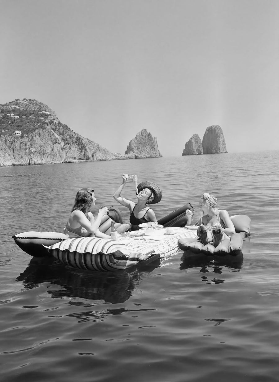 Pasta on the Lake Portrait Black and White Vintage