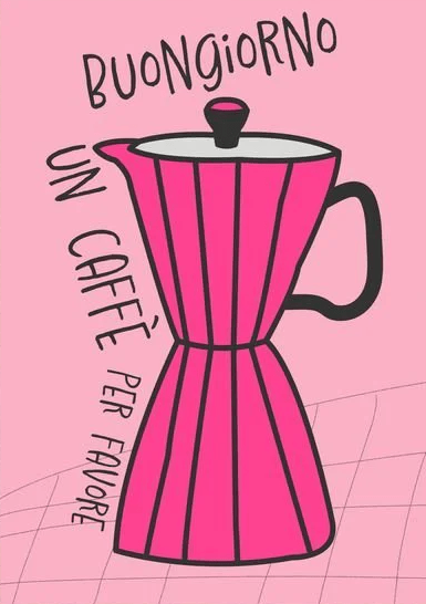 Pink Buongiorno Bialetti Moka Pot Wall Art