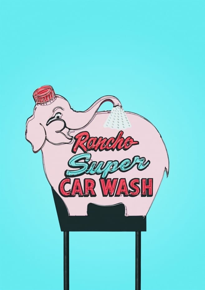 Pink Elephant Car Wash Vintage Sign By Tom Windeknecht
