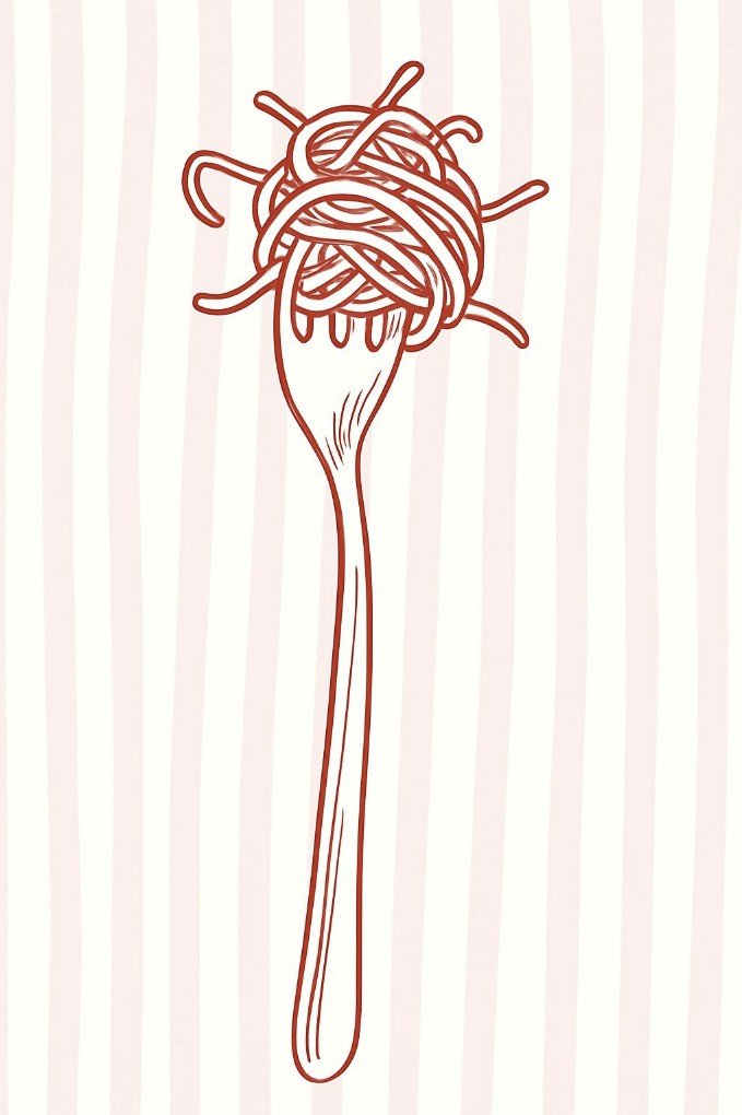 Red Pasta Fork Kitchen Wall Art