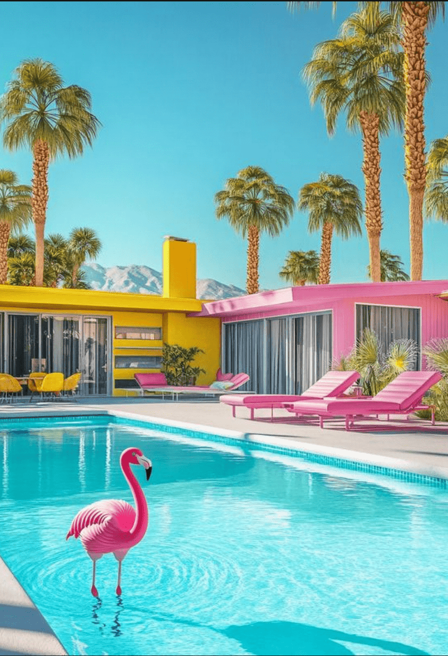 Retro Palm Springs Flamingo Wall Art