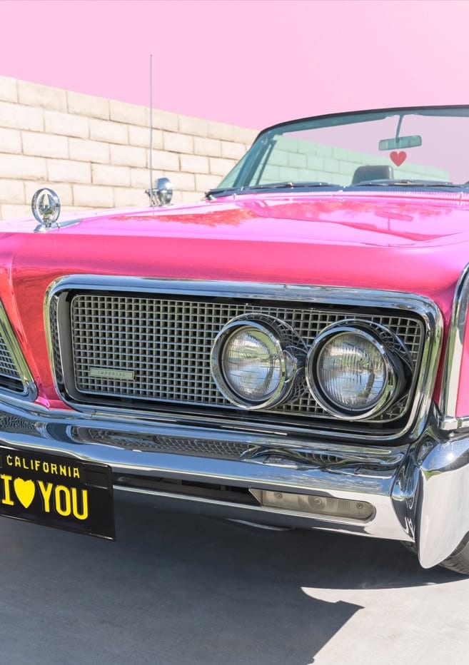 Retro Pink Convertible Car California I Love You By Tom Windeknecht