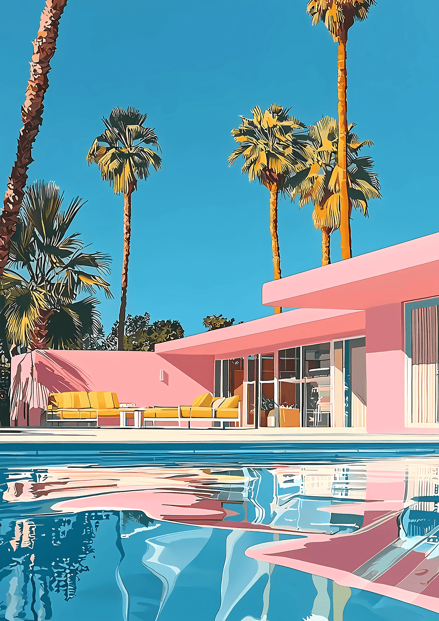 Retro Pink House Palm Springs Wall Art