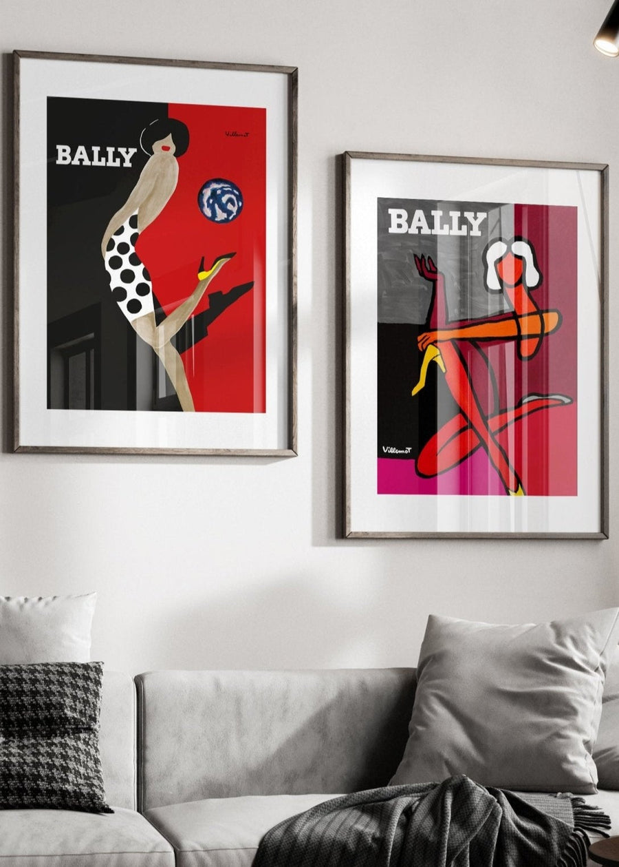 Set of 2 Bally Exhibition Prints by Bernard Villemot