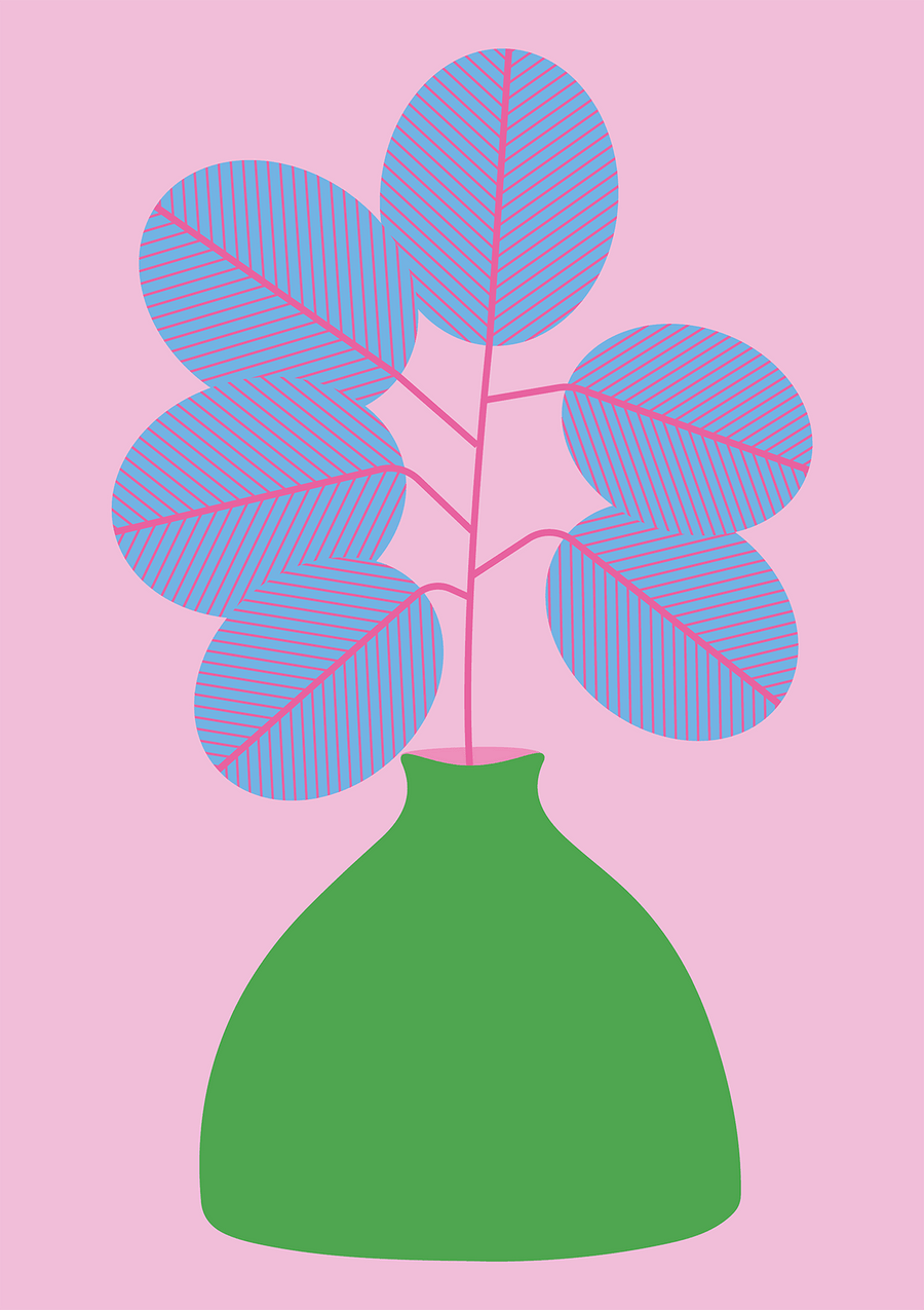 Simple Blue Vase Print Wall Art