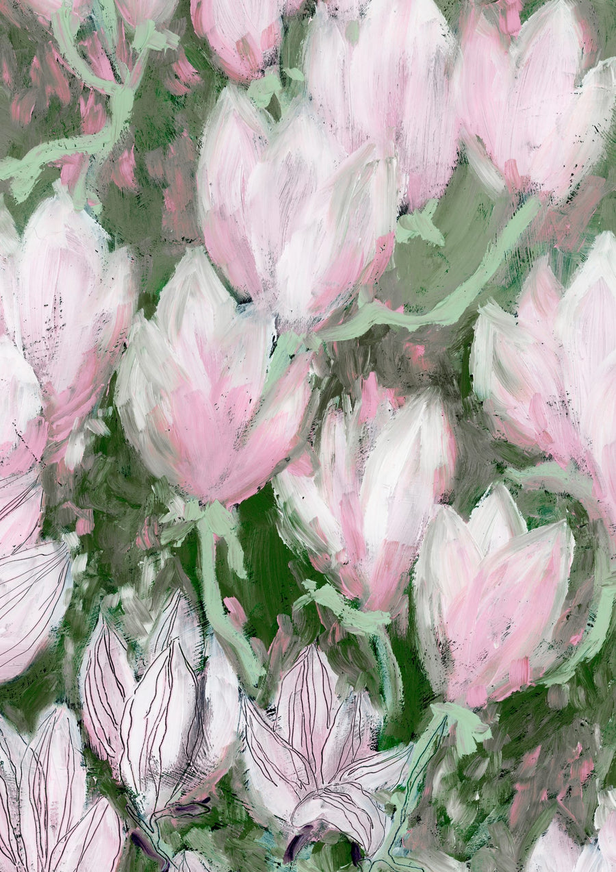 Soft Pink Magnolias By Rosana Laiz Blursbyai | Art & Canvas Print