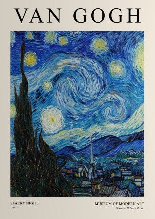 The Starry Night Plakat Wall Art by Vincent van Gogh