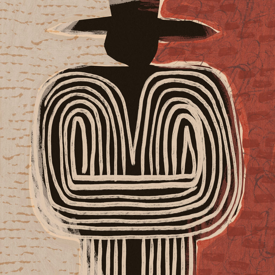 Tribal Figure With Hat By Treechild | Canvas Square Print