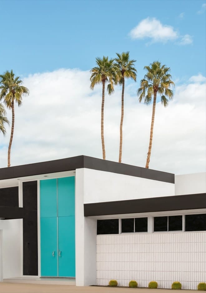 Turquoise Blue Doors On A Modern Home In Palm Springs By Tom Windeknecht