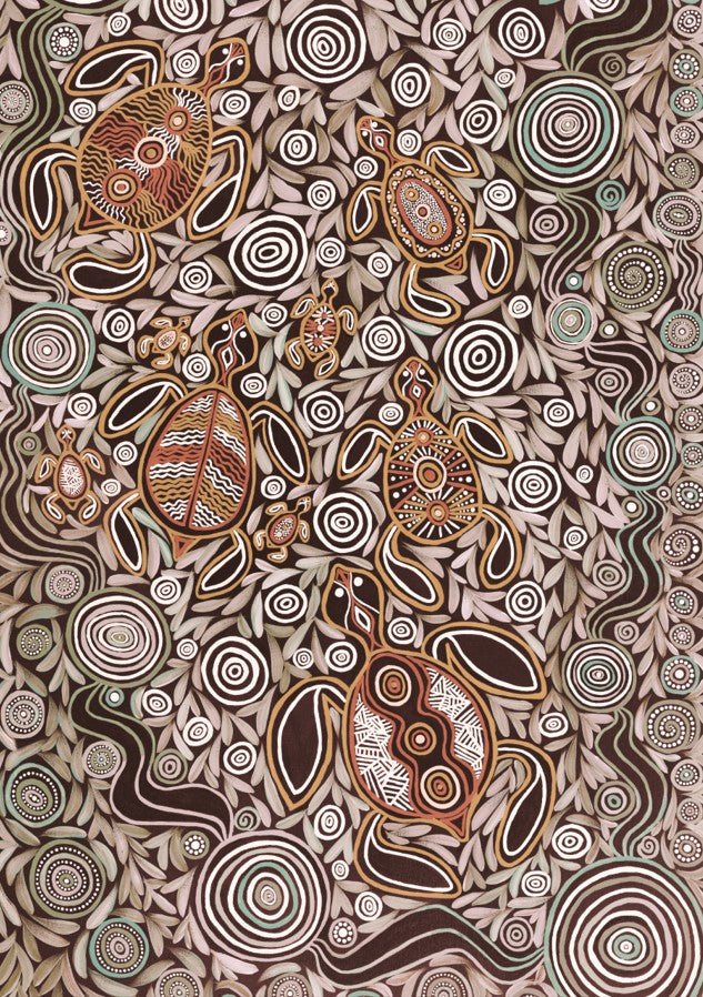 Turtles in Deep Water Dreaming Mocha Tone by Emma Rigney