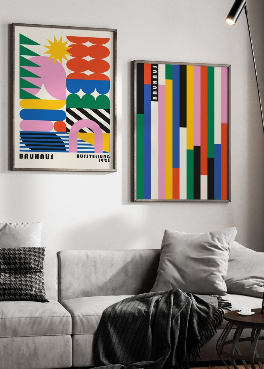 Vertical Retro Bauhaus Prism Coloured Duo