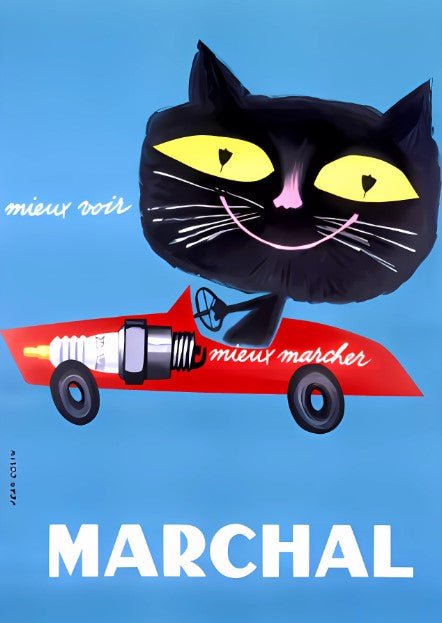 Vintage French Cat Wall Art by Marchal
