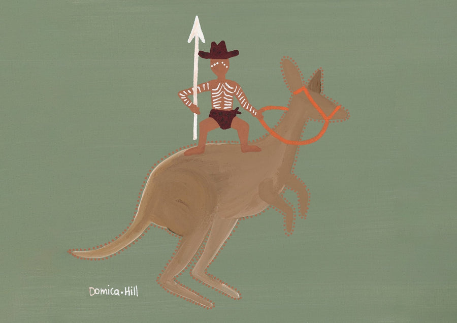 Warrior on the Bounce Landscape Indigenous Artwork by Domica Hill