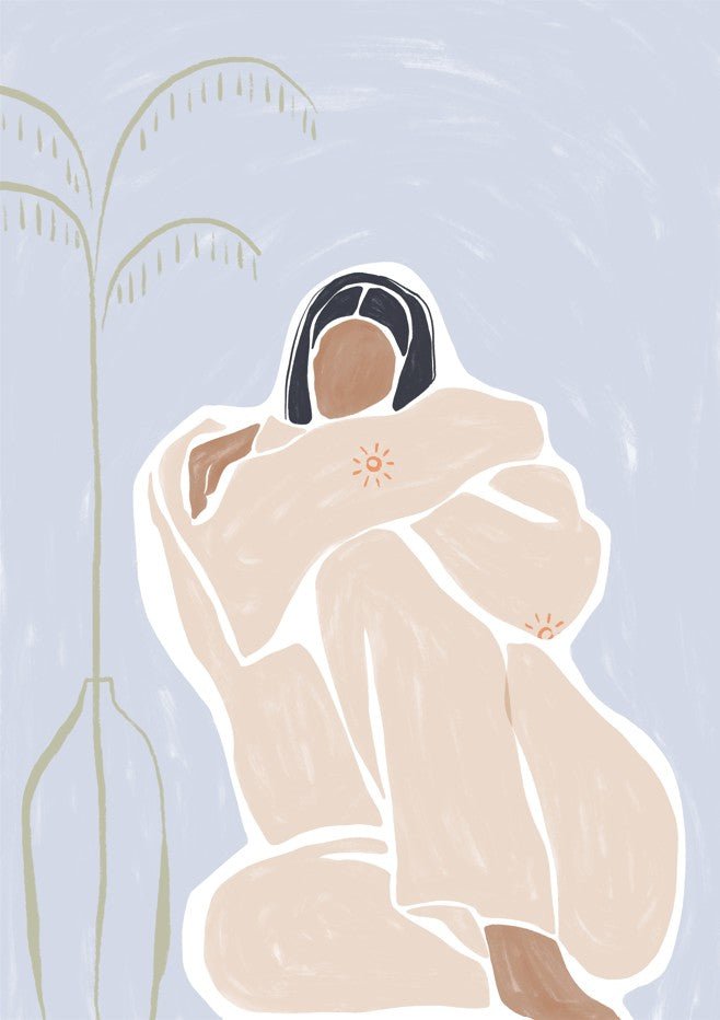 Woman Cuddle Herself by Ivy Green Illustrations