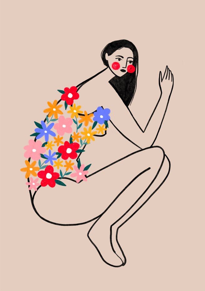 Woman with Floral Swimsuit by Bea Muller
