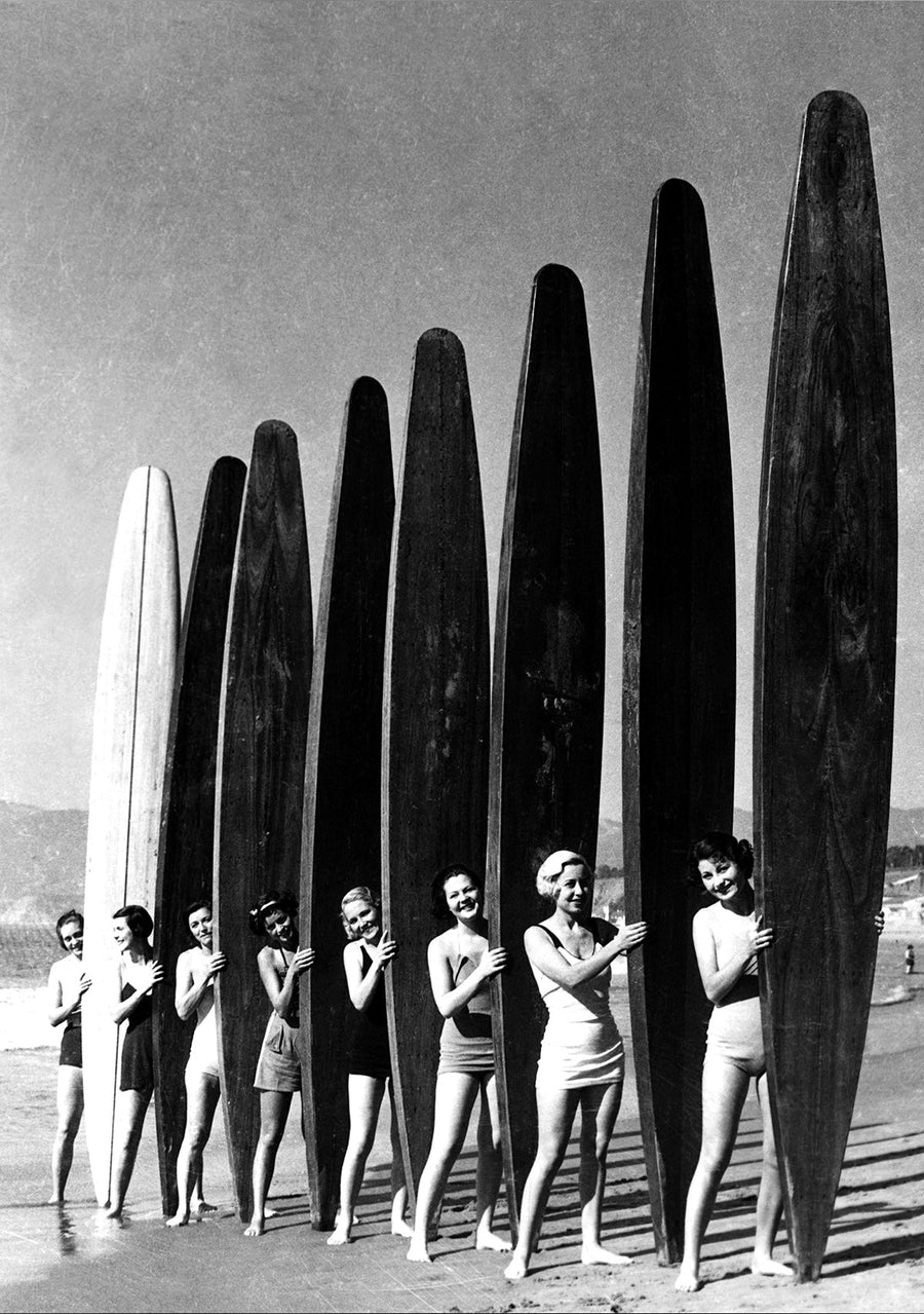 Women Surfs Up Vintage Coastal Wall Print