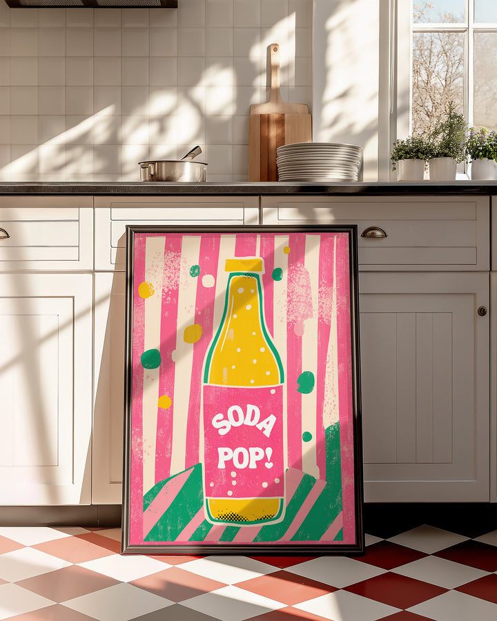 Soda Pop Funky Wall Art,kitchen,timber border