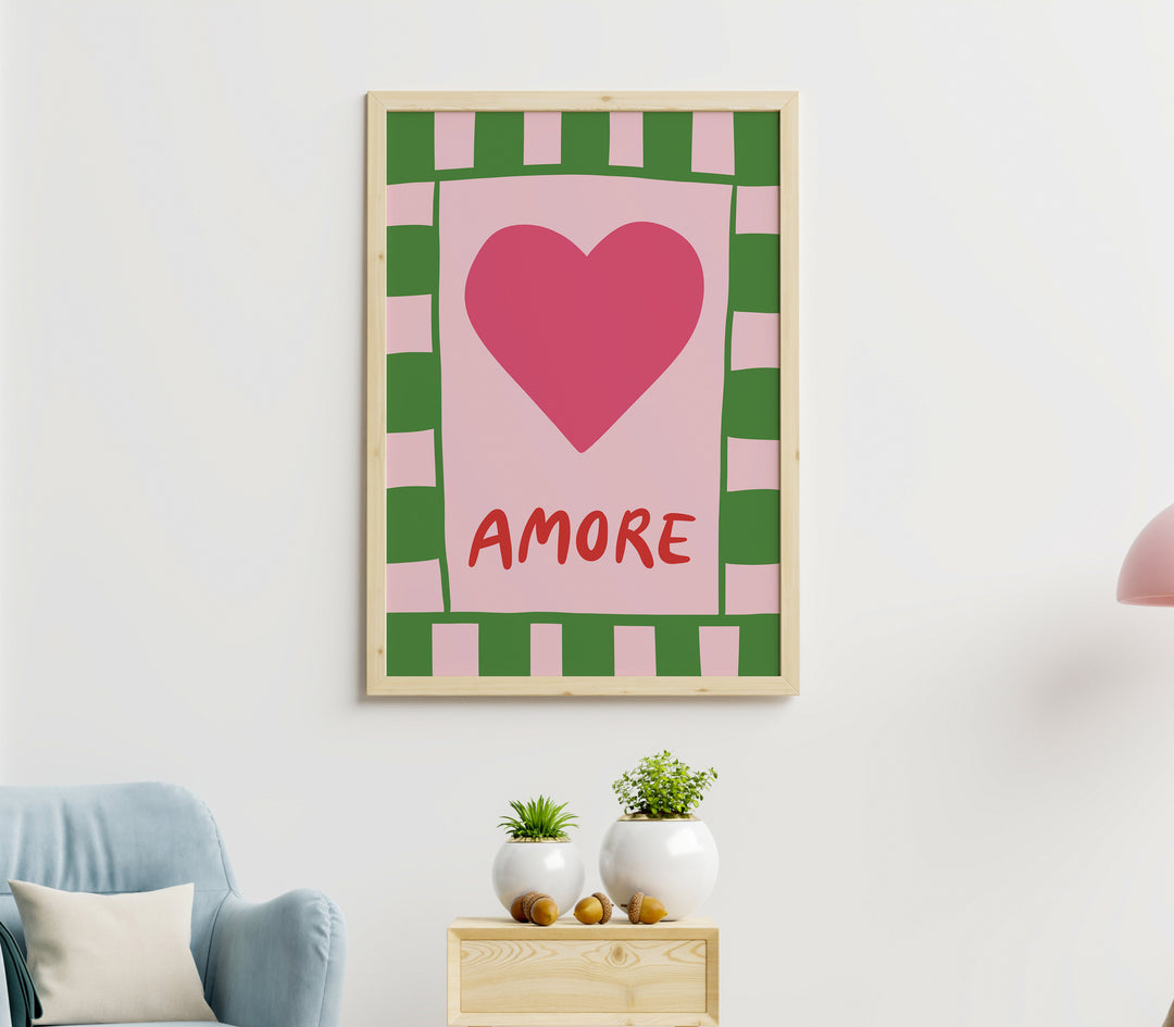 Love Amore Wall Art by Lucia Sankovic,living room, timber border