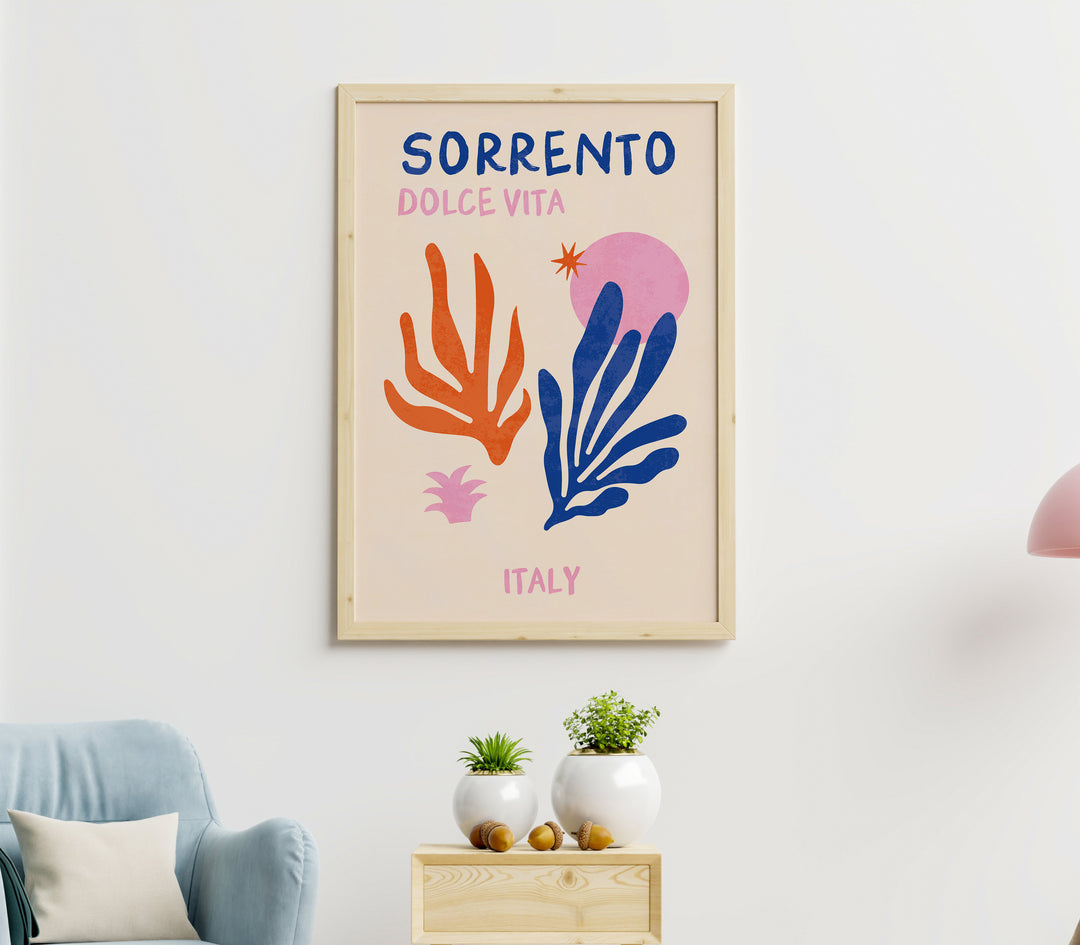 Sorrento Italy Print,livingroom ,timber border