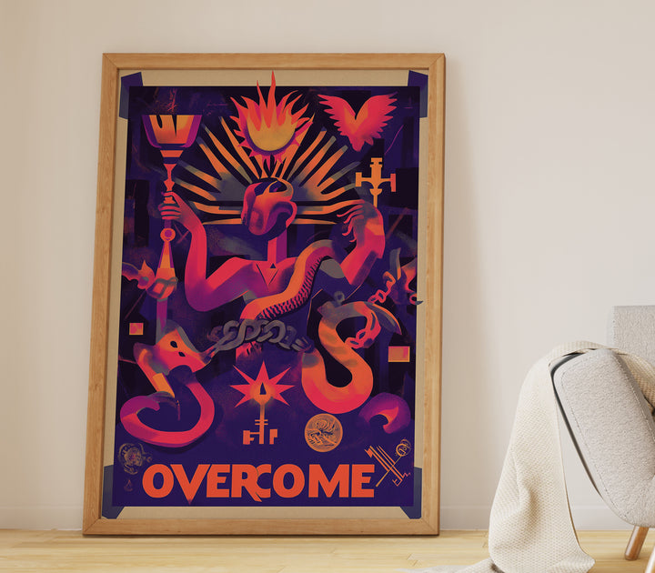 Overcome Vibe Framed Print,gallery,timber border