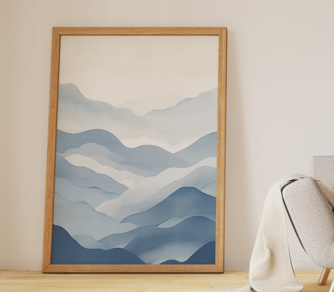 Clouds of Blue Harmony Print,gallery wall,timber border