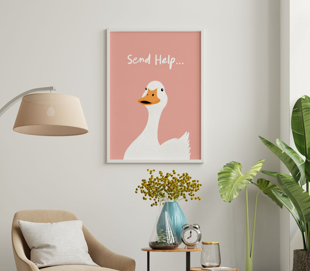 Send Help Pink Duck,gallery wall,timber border