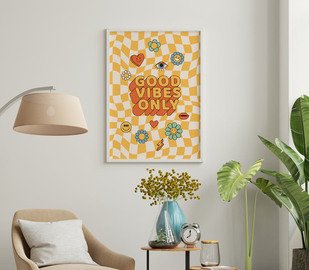 Good Vibes Only Art,livingroom,timber border