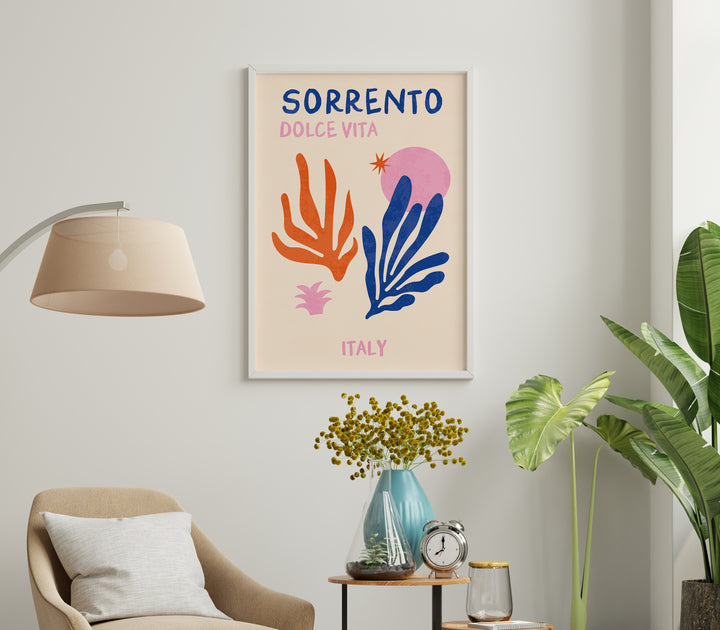 Sorrento Italy Print,livingroom ,timber border