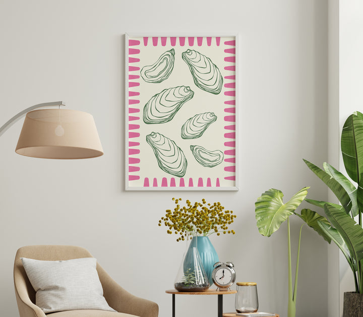 Oyster Coastal Wall Print,gallery wall ,white border