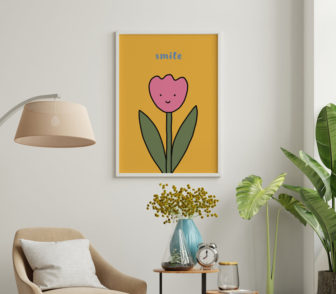 Smile Cute Flower by Lucia Sankovic,livingroom,timber border