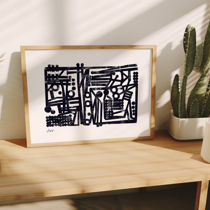 Crammed Maze Abstract Landscape Print by Maiso,study,timber border