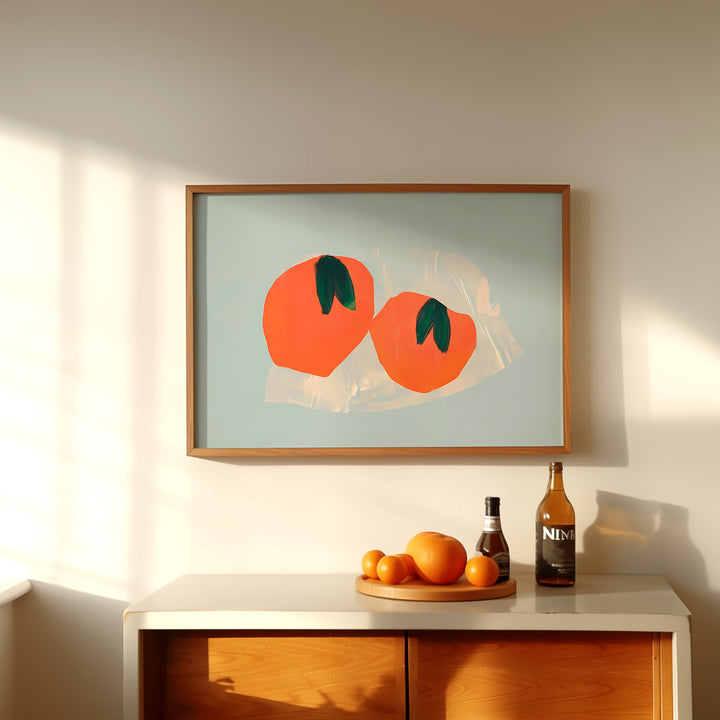 Abstract Orange Pair Kitchen Print,dining room,timber border