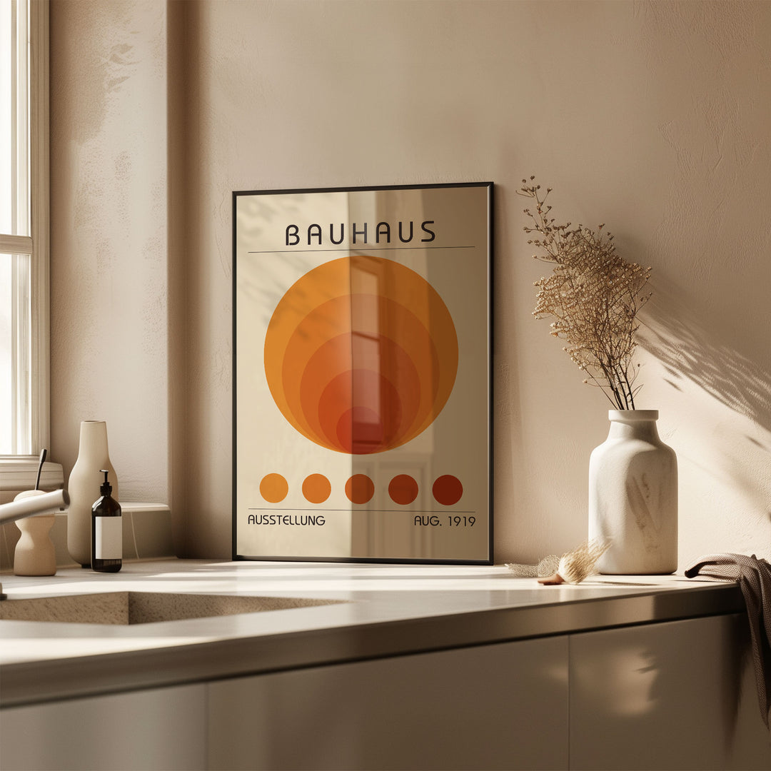 bauhaus orange vinyl large poster study print digital download wall art kitchen artwork