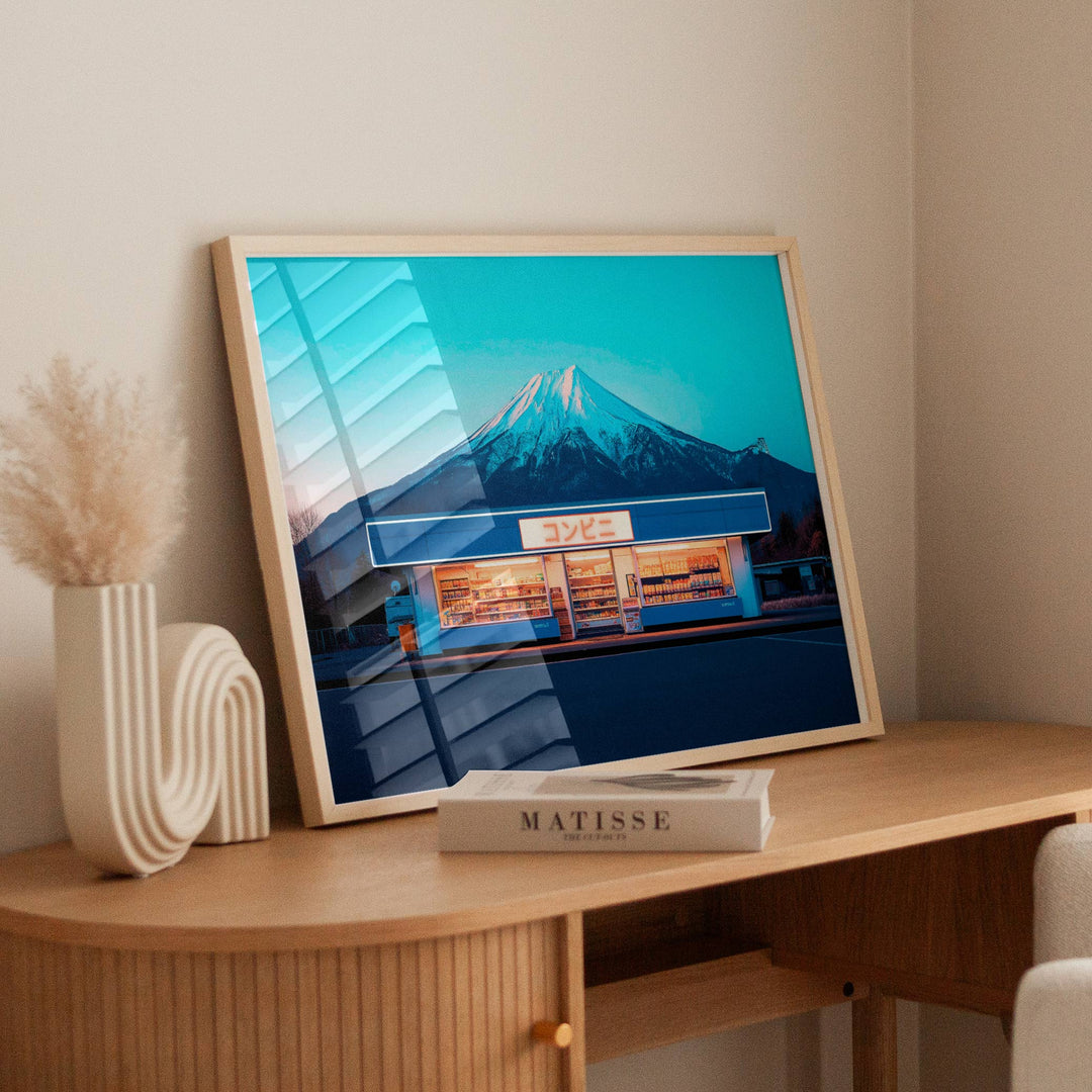 White Picture Landscape Print Mt Fuji