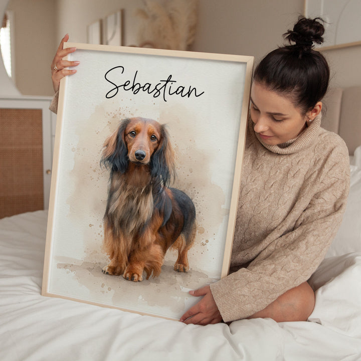 Watercolour Personalised Pet Custom Illustration Print