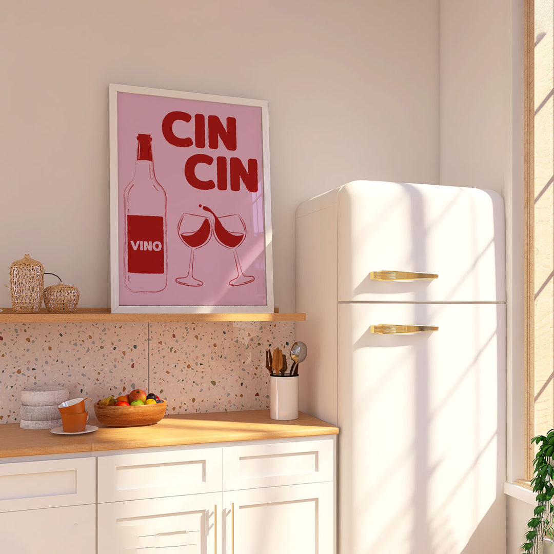 Vino Cin Cin Kitchen Framed Wall Art