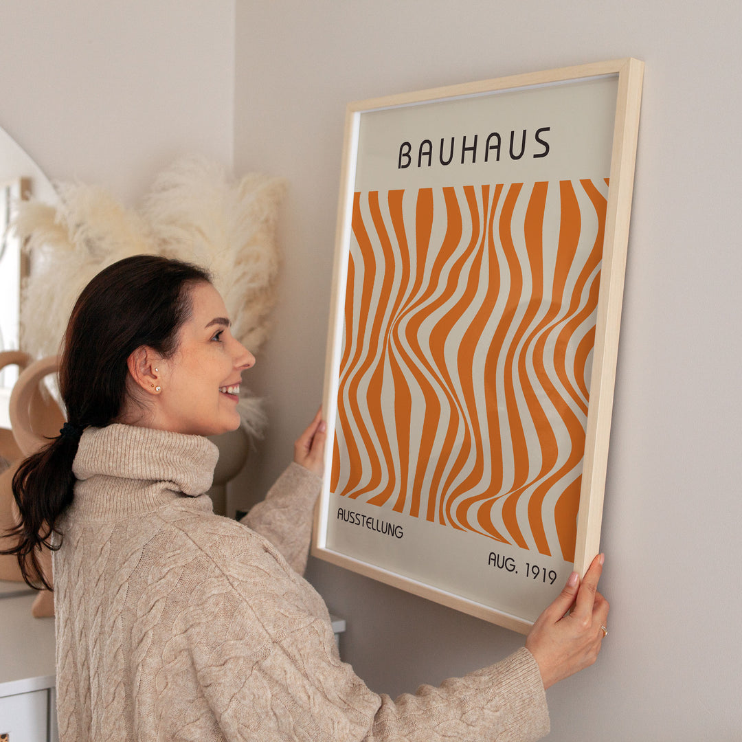 bauhaus orange wall art print download poster bedroom artwork