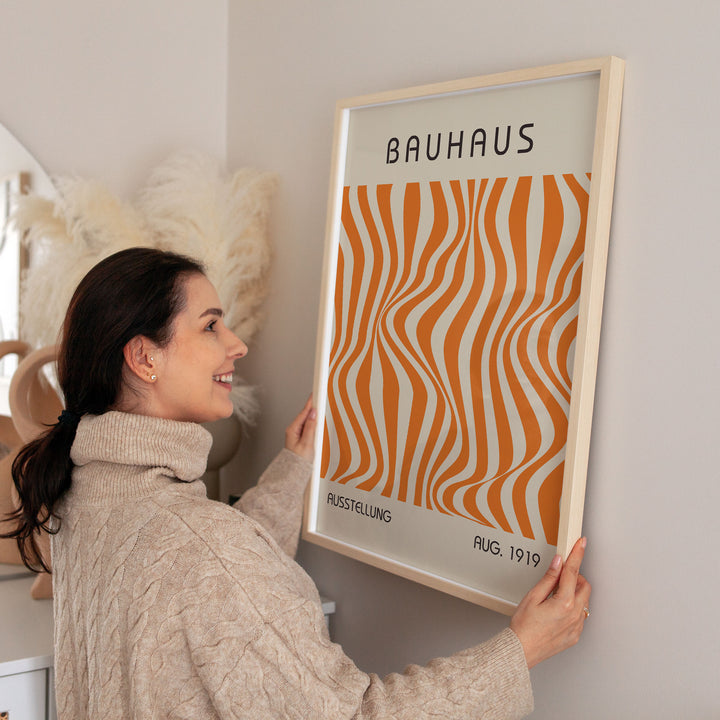 bauhaus orange wall art print download poster bedroom artwork