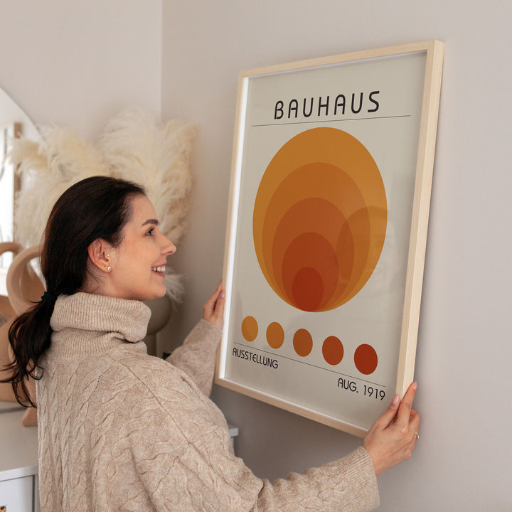 bauhaus orange vinyl large poster study print digital download wall art bedroom artwork