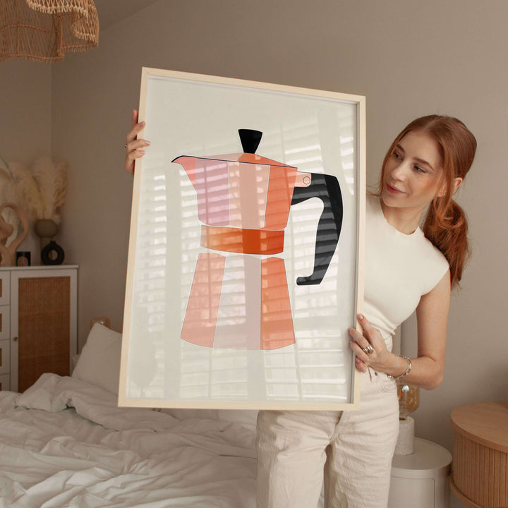 Timber Picture Espresso Bialetti Wall Art Girl Holding Picture