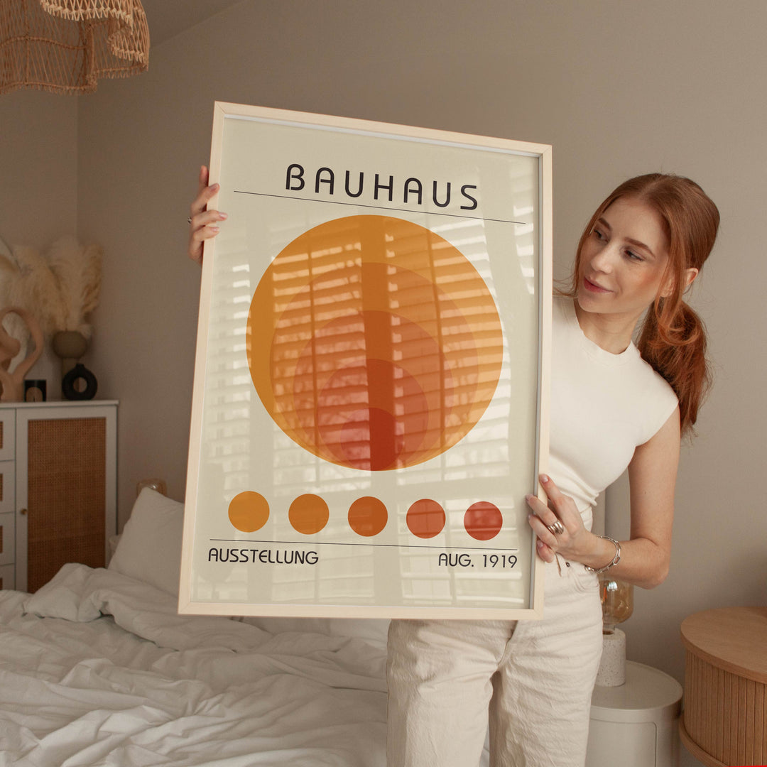 bauhaus orange vinyl large poster study print digital download wall art bedroom showcase artwork