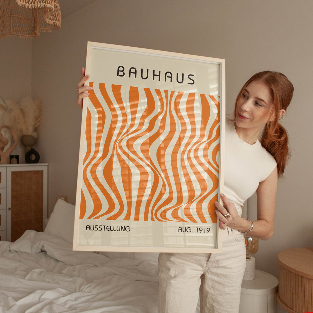 bauhaus orange wall art print download poster living room artwork