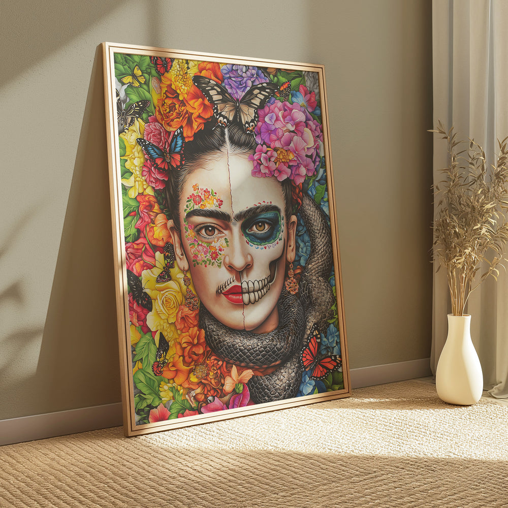 Day of the Dead Frida Kahlo Wall Art,gallery wall,timber border