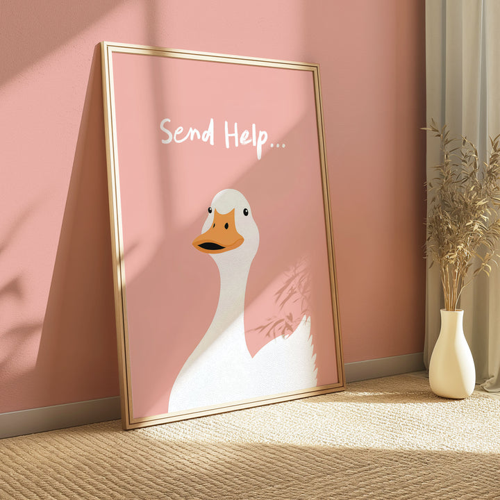 Send Help Pink Duck,gallery wall,timber border