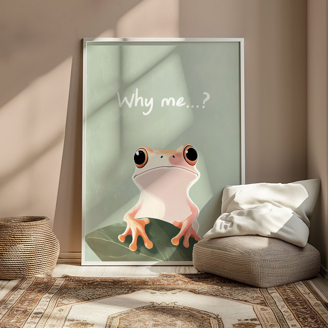 Why me frog,gallery wall,white border