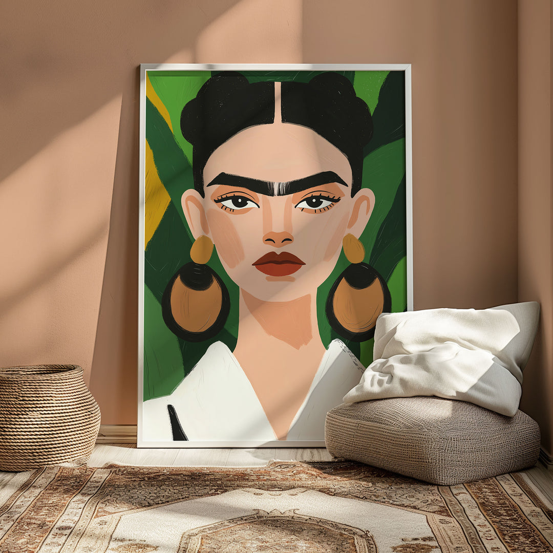 Bold Bloom Frida Kahlo Art,livingroom,timber border