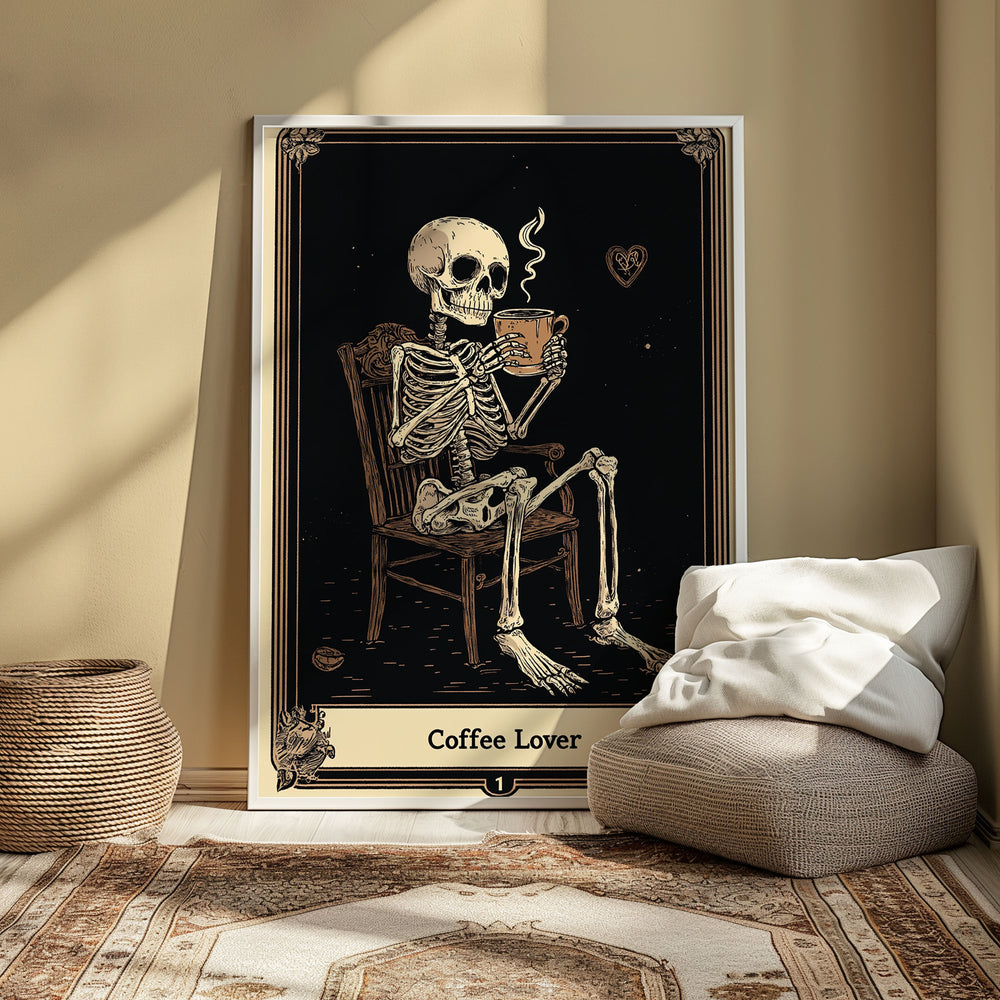 Coffee Lover Tarot Card Print,living room,timber border