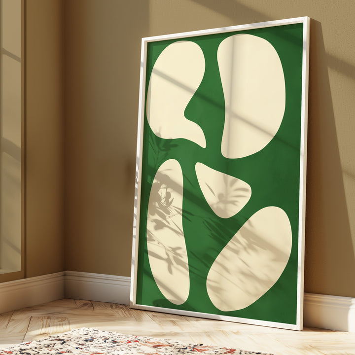 Green Leaf Abstract Print,gallery,timber border