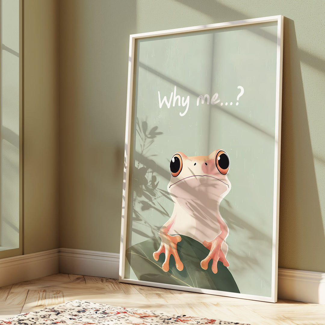 Why me frog,gallery wall,white border