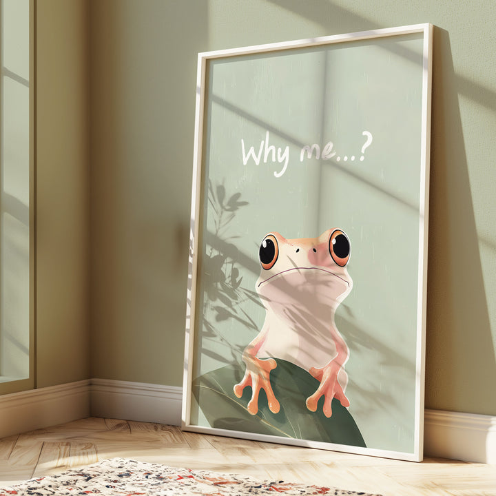 Why me frog,gallery wall,white border